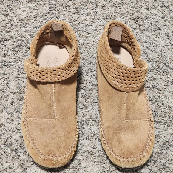 Women's EMU Australia Ever Size 7 Ghostgum Suede Moccasin Bootie Chestnut Boho - Picture 2 of 9